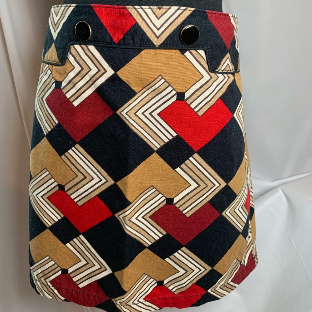 Ann Taylor Loft skirt color block geometric print, size 14 petite